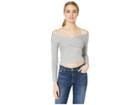 Bcbgeneration Cropped Off Shoulder Long Sleeve Knit Top (heather Grey) Women's Clothing