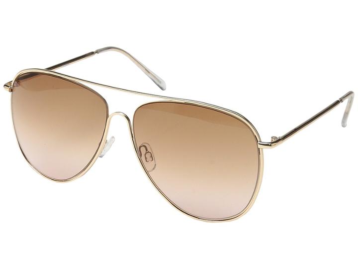 Steve Madden Sarah (shiny Gold/light Brown Gradient Lens) Fashion Sunglasses
