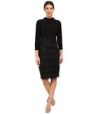 Adrianna Papell Mock Neck Jersey Bodice With Fully Beaded Skirt (black) Women's Skirt
