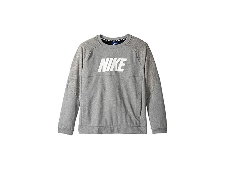 Nike Kids Sportswear Advance 15 Crew (little Kids/big Kids) (dark Grey Heather/dark Grey Heather/white) Boy's Long Sleeve Pullover