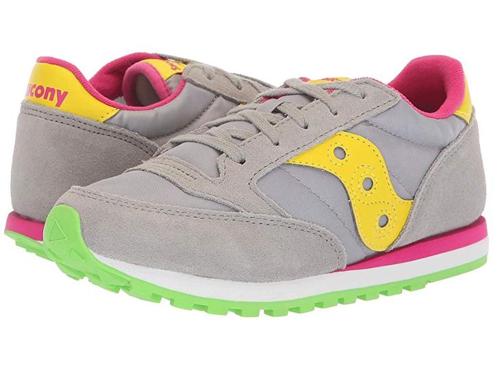 Saucony Kids Originals Jazz Original (big Kid/little Kid) (grey/yellow) Girls Shoes