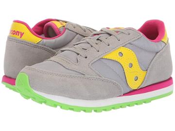 Saucony Kids Originals Jazz Original (big Kid/little Kid) (grey/yellow) Girls Shoes