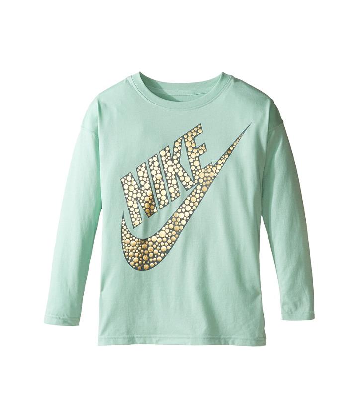 Nike Kids Sportswear Long Sleeve Graphic Top (little Kids/big Kids) (enamel Green) Girl's Clothing