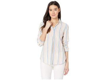 Alexander Jordan Linen/cot Long Sleeve Popover Stripe (multi Stripe) Women's Clothing