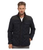 Vince Camuto Quilted Nylon Jacket With Plaid Corduroy Details (navy W/ Grey) Men's Jacket