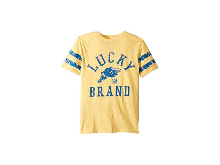 Lucky Brand Kids Short Sleeve Graphic Tee (big Kids) (buff Yellow) Boy's T Shirt