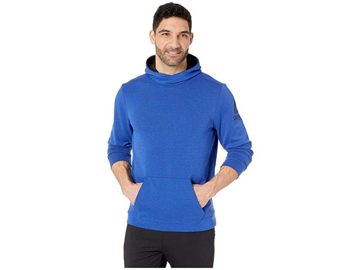 Reebok Workout Ready Melange Double Knit Over The Head Hoodie (crushed Cobalt) Men's Clothing