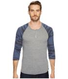 Alternative 3/4 Raglan Henley (eco Grey/navy Camo) Men's Long Sleeve Pullover