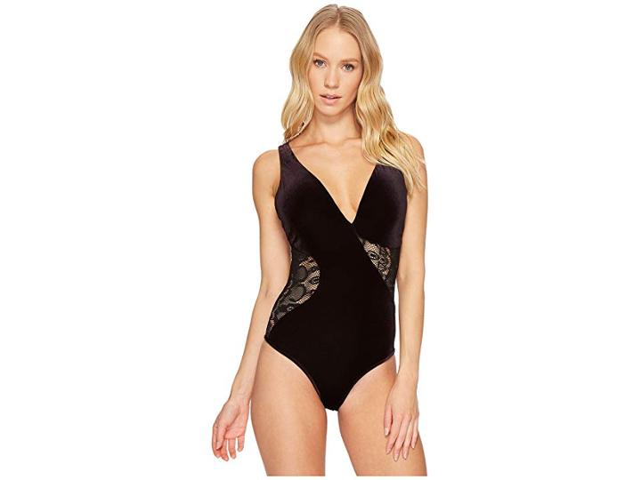 Jets Swimwear Australia Lustrous Plunge One-piece (black) Women's Swimsuits One Piece