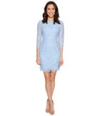 Adrianna Papell Long Sleeve Metallic Lace Sheath Dress (echo Blue) Women's Dress