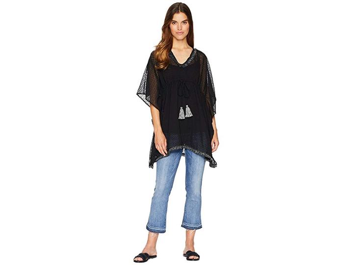 Steve Madden Drawstring Waist Poncho (black) Women's Clothing