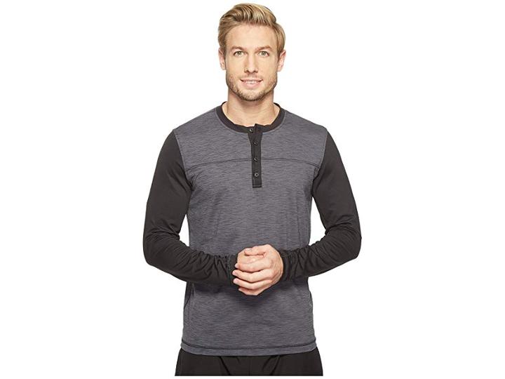 Prana Zylo Henley (charcoal Color Block) Men's Long Sleeve Pullover