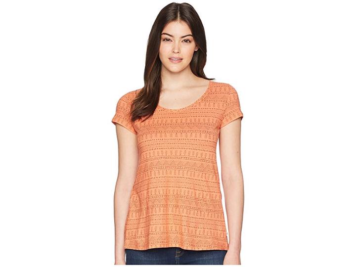 Toad&co Tissue Crossback Short Sleeve Tee (papaya Geo Seed Print) Women's T Shirt