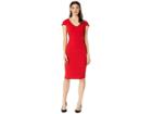 Bebe V-neck Cap Sleeve Fit Midi Dress (red) Women's Dress