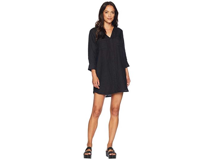 Allen Allen Solid Two-pocket Dress (black) Women's Dress