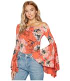 Free People Printed Birds Of Paradise Top (red) Women's Clothing