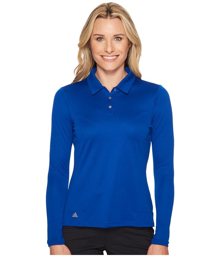 Adidas Golf Performance Long Sleeve Polo (collegiate Royal) Women's Long Sleeve Pullover