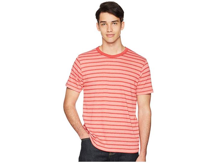 Alternative Eco Crew (spiced Coral Overdye Riviera Stripe) Men's Clothing
