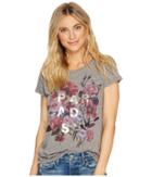 Lucky Brand Paradise Flowers Tee (charcoal Heather) Women's T Shirt