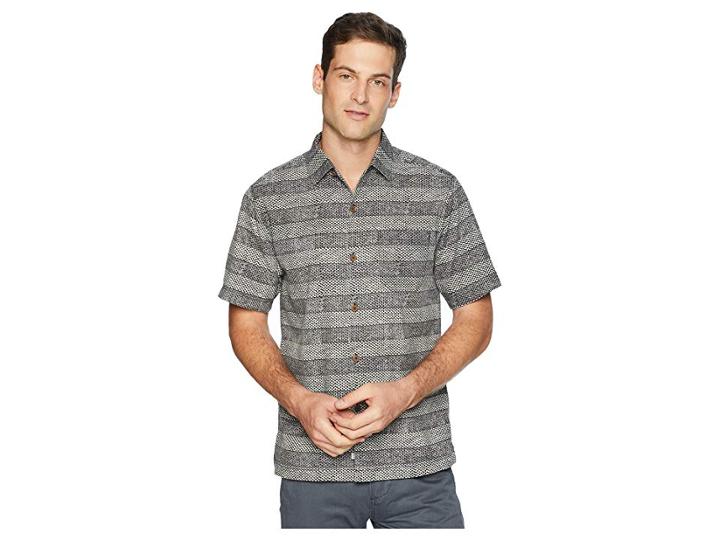 Tommy Bahama Rattan Stripes Camp Shirt (black) Men's Clothing