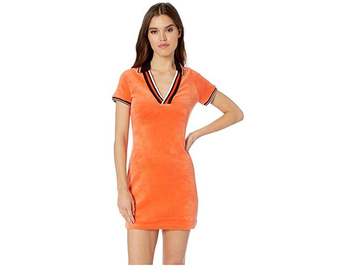 Juicy Couture Stretch Velour Polo Dress (tigerlily) Women's Dress