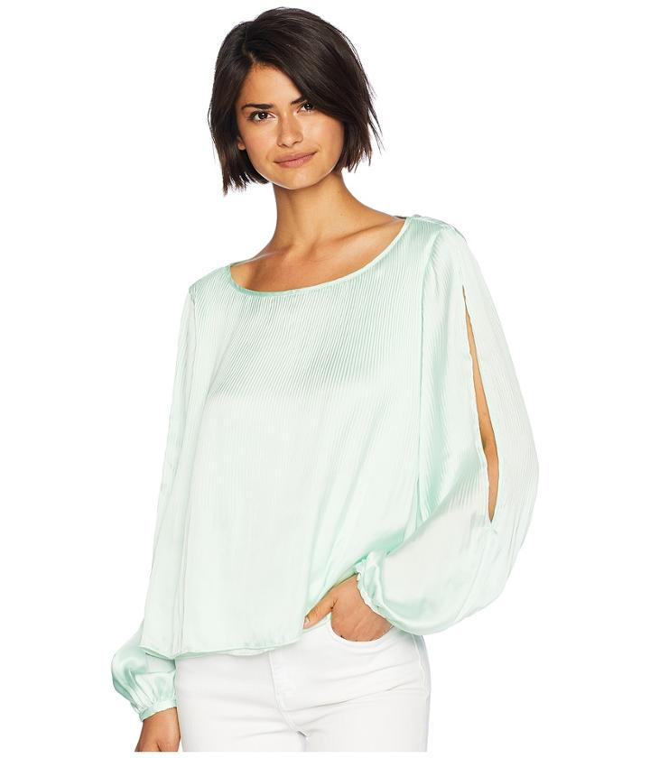 Romeo & Juliet Couture Cold Shoulder Pleated Blouse (honeydew) Women's Blouse