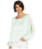 Romeo & Juliet Couture Cold Shoulder Pleated Blouse (honeydew) Women's Blouse