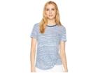 Lauren Ralph Lauren Twist Front Linen Blend T-shirt (soft White/mosaic Blue) Women's T Shirt