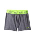 Nike Kids Dry Short (little Kids/big Kids) (carbon Heather/volt) Girl's Shorts