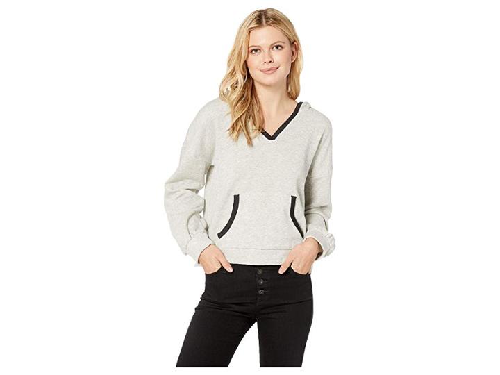 Lucky Brand Contrast Trim Hooded Sweatshirt (grey Multi) Women's Sweatshirt