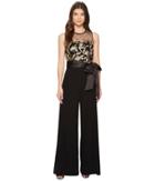 Tahari By Asl Embroidered Mesh Jumpsuit (black/gold) Women's Jumpsuit & Rompers One Piece
