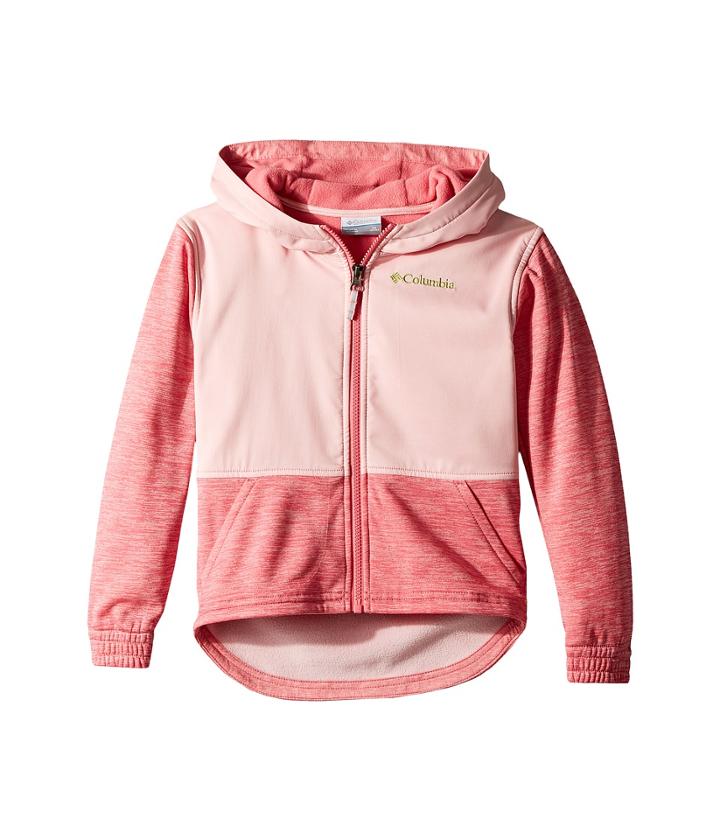 Columbia Kids S'more Adventure Hybrid Hoodie (little Kids/big Kids) (lollipop Heather/cherry Blossom/green Glow Logo) Girl's Sweatshirt