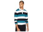 Original Penguin Long Sleeve Stripe Logo Rugby Polo (true Black) Men's Clothing