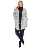 B Collection By Bobeau Plus Size Delanie Rouched Sleeve Cardigan (heather Grey) Women's Sweatshirt