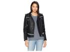 Blank Nyc Vegan Leather Moto Jacket With Denim Detail In Thrasher (thrasher) Women's Coat
