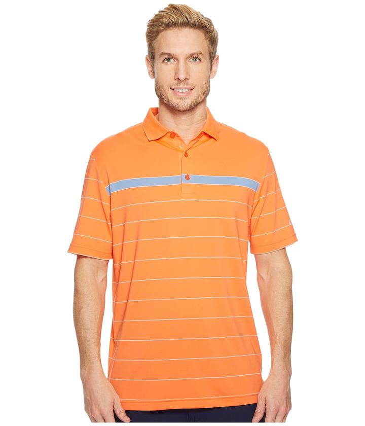 Callaway Engineered Stripe Polo (fresh Salmon) Men's Clothing