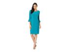 Nine West Ity 3/4 Ruffle Sleeve Sheath Dress (peacock) Women's Dress