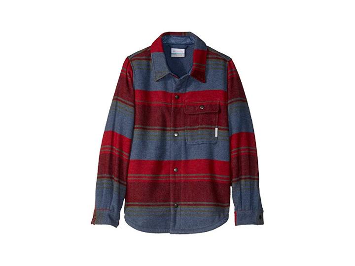 Columbia Kids Windwardtm Shirt Jacket (little Kids/big Kids) (dark Mountain Stripes) Boy's Coat