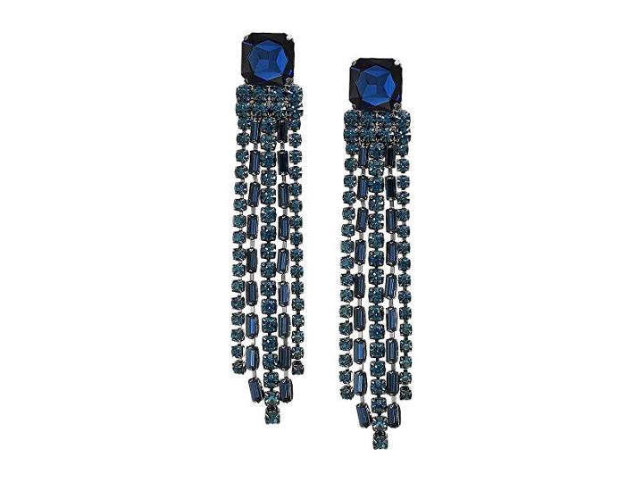 Kate Spade New York Glitzville Chain Fringe Earrings (blue) Earring