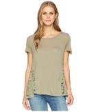 Tribal Knit Jersey Short Sleeve Top With Lace Trim (fern) Women's Clothing