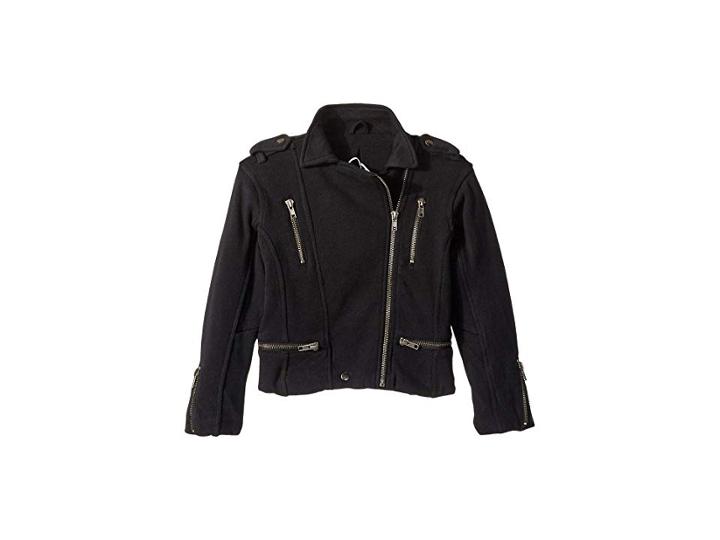 Chaser Kids Super Soft Cotton Fleece Moto Jacket W/ Zipper Details (toddler/little Kids) (true Black) Girl's Coat