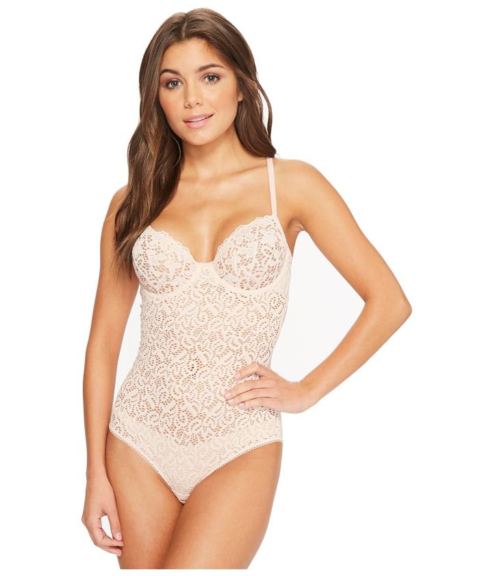 Dkny Intimates Classic Lace Underwire Bodysuit (rosewater) Women's Jumpsuit & Rompers One Piece
