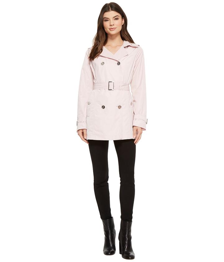 Michael Michael Kors Short Double Breasted Trench M723285f (pale Pink) Women's Coat
