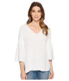 Michael Stars Cotton Knits 3/4 Bell Sleeve Sweater (white) Women's Clothing