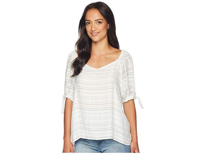 Cece Puffed Sleeve Sweetheart Neck Blouse With Ties (ultra White) Women's Clothing