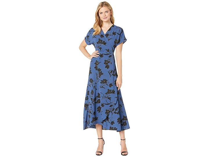 Bobeau Printed Wrap Maxi Dress (royal Floral) Women's Dress