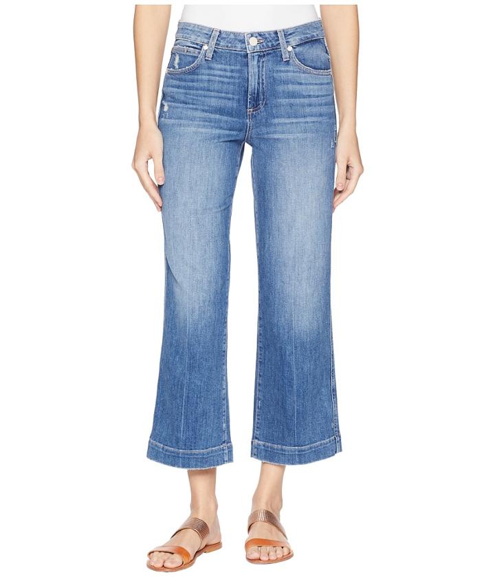 Paige Nellie Culotte W/ Contrast Stitch In Indigo/pink Stitch (indigo/pink Stitch) Women's Jeans