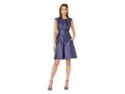Anne Klein Jacquard Inverted Pleat Fit Flare (gauguin/cordovan/combo) Women's Dress