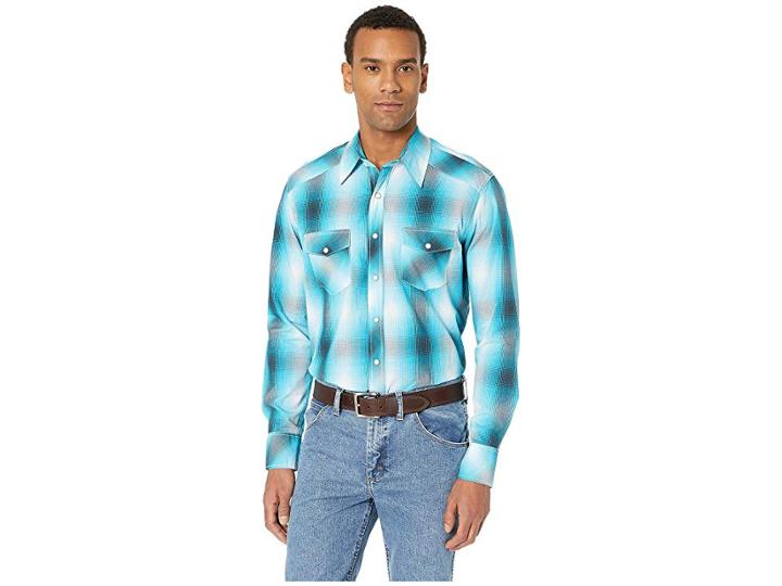Rock And Roll Cowboy Long Sleeve Snap B2s8019 (turquoise) Men's Long Sleeve Button Up