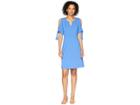 Mod-o-doc Cotton Modal Spandex Jersey Tied Sleeve Cold Shoulder Dress (tanzanite) Women's Dress